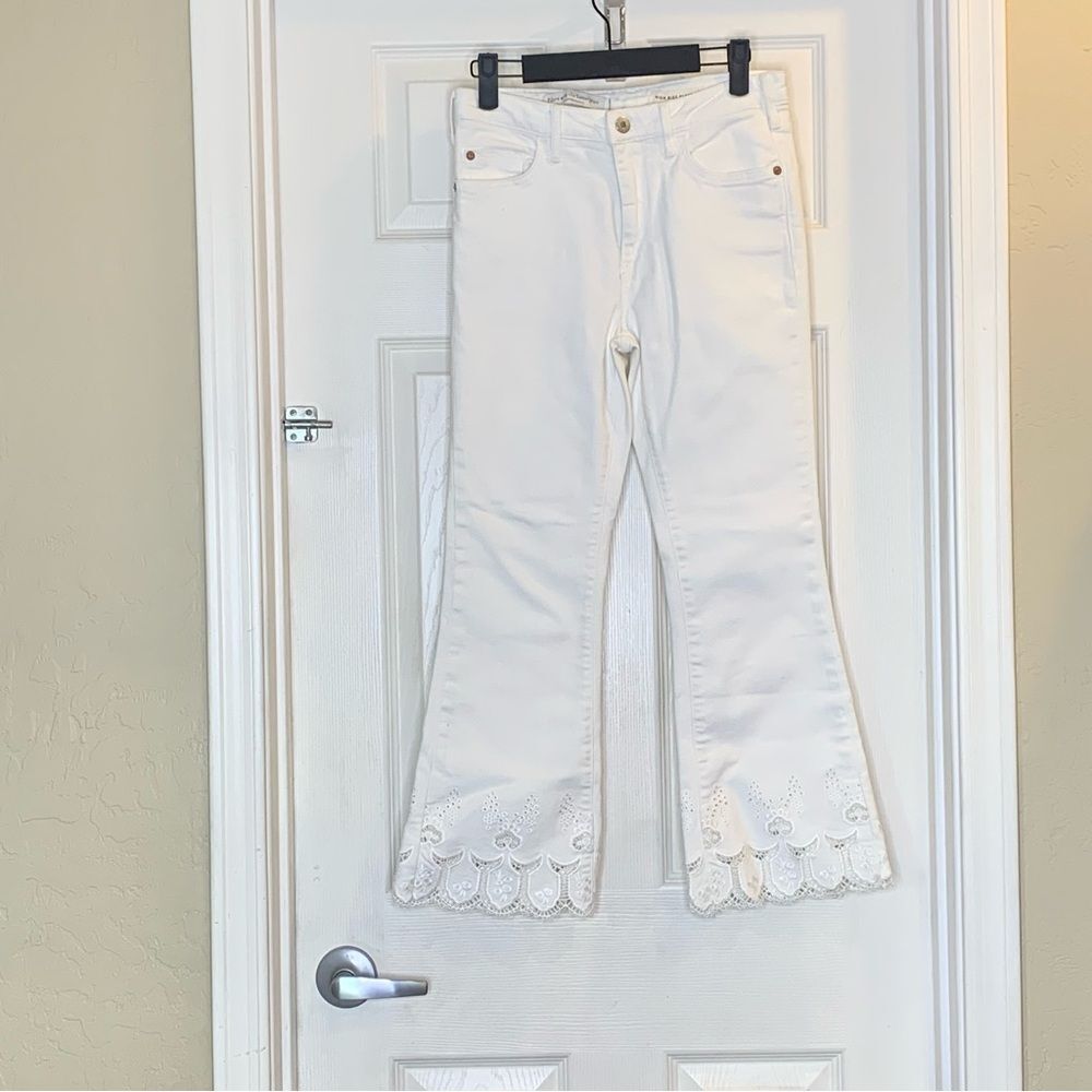 Anthropologie Pilcro High-Rise Cropped Flare Jeans White Size 26 - Picture 11 of 12